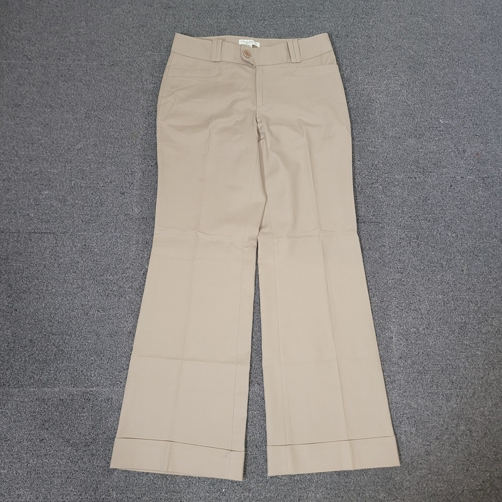 Banana Republic Size 8 Jackson Fit Pants Womens Wide Leg Cuffed Khaki Trousers